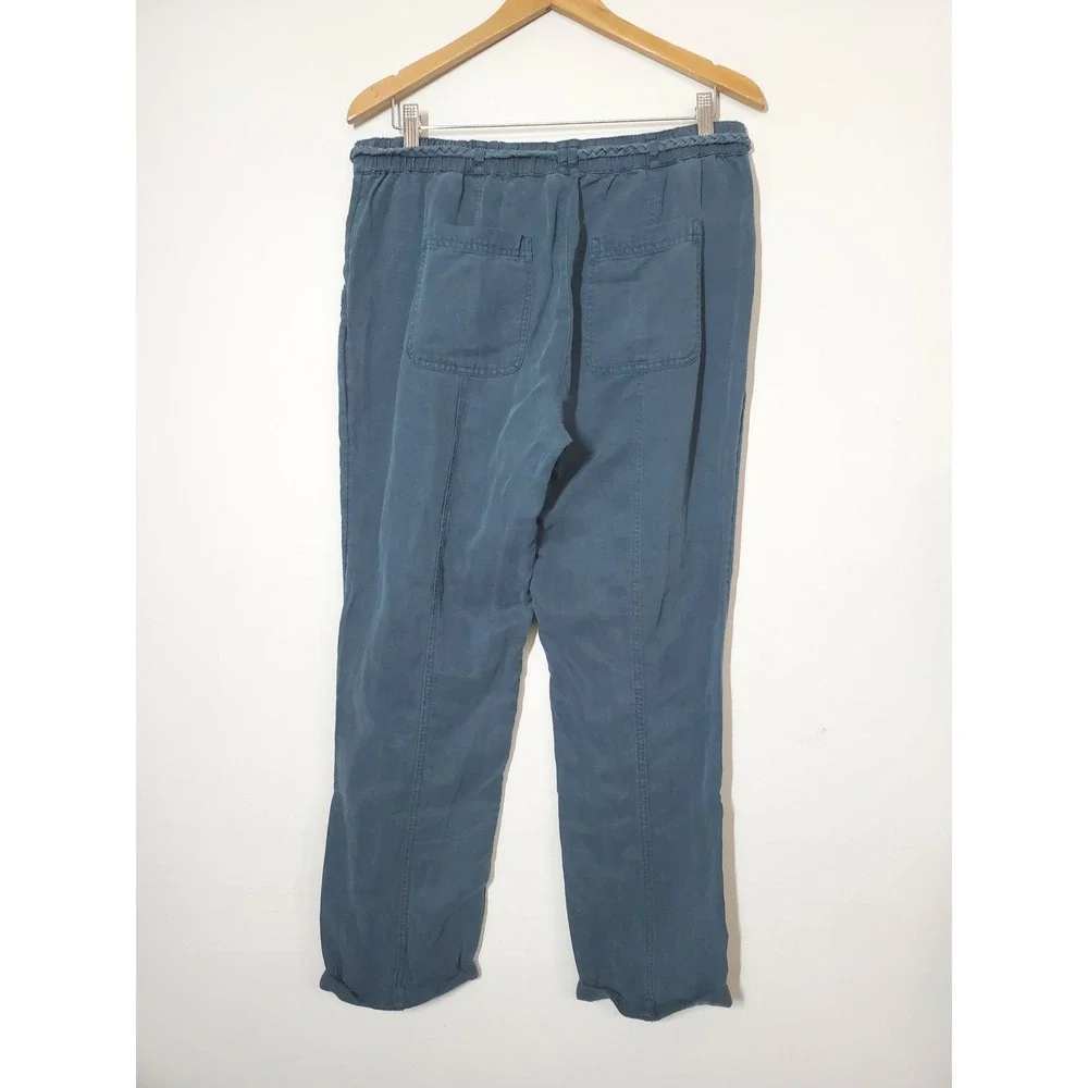 C&C‎ California Teal Blue Linen Blend Drawstring Waist Pants Women's Size L - Picture 4 of 10